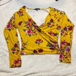 Ambiance Medium Yellow Floral Crop Top
